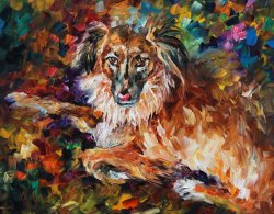 Leonid Afremov Dog  - Commissioned Painting