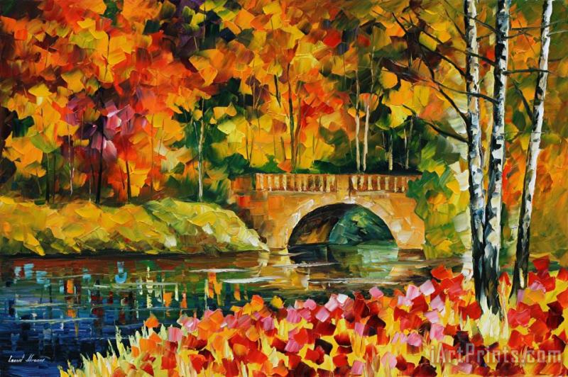 Fall Bridge painting - Leonid Afremov Fall Bridge Art Print