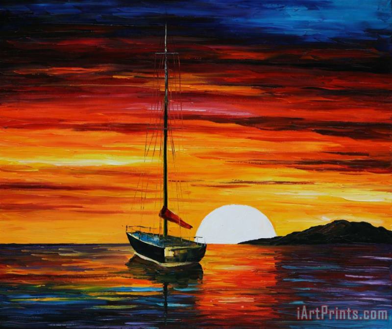 Fishing In The Sunset painting - Leonid Afremov Fishing In The Sunset Art Print
