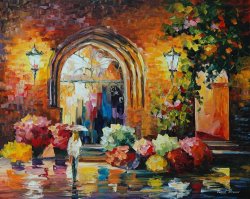 Leonid Afremov Gallery In The Old City painting
