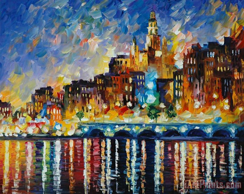 Leonid Afremov Glowing Harbor Art Painting