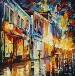 Leonid Afremov Glowing Rain painting