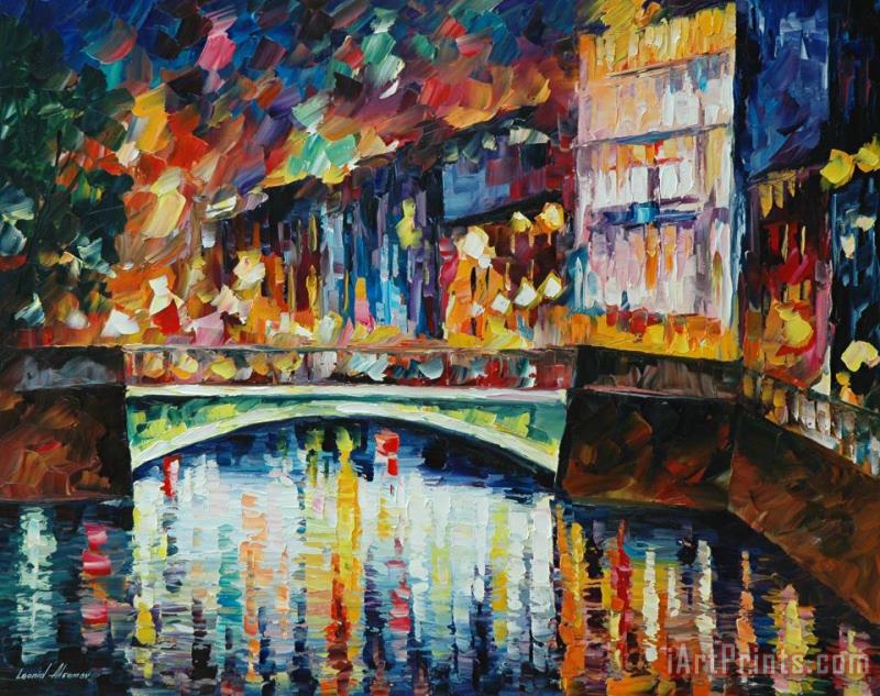 Leonid Afremov Green Bridge Art Painting