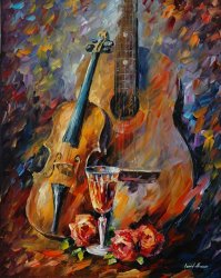 Leonid Afremov Guitar And Violin painting