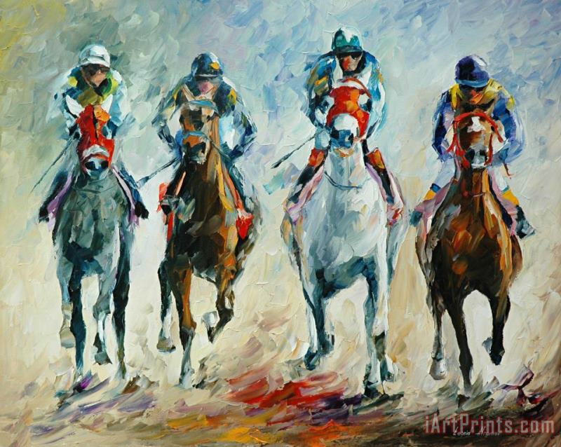 Leonid Afremov Horse Racing Art Print