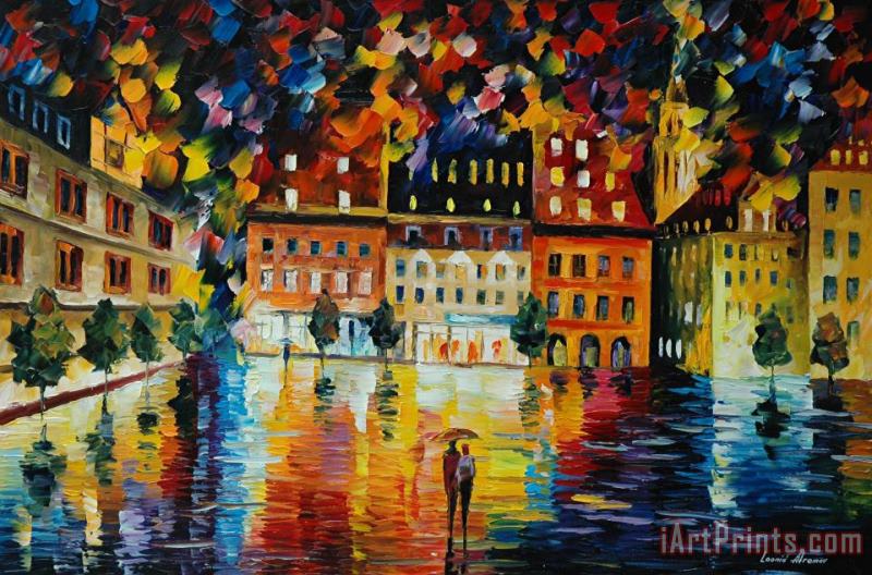 In The Old City painting - Leonid Afremov In The Old City Art Print