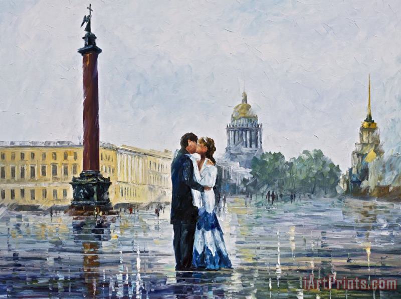 Kiss In St. Petersburg painting - Leonid Afremov Kiss In St. Petersburg Art Print