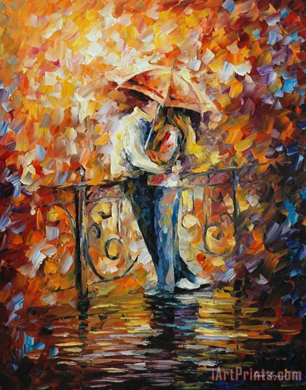 Kiss On The Bridge painting - Leonid Afremov Kiss On The Bridge Art Print
