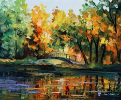 Leonid Afremov Little Bridge painting