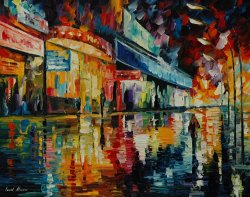 Leonid Afremov Loneliness In The City painting