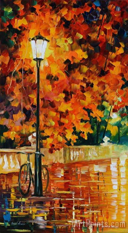 Lonely Bicycle painting - Leonid Afremov Lonely Bicycle Art Print