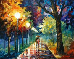 Leonid Afremov Night Alley painting