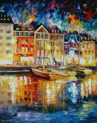Leonid Afremov Night City painting