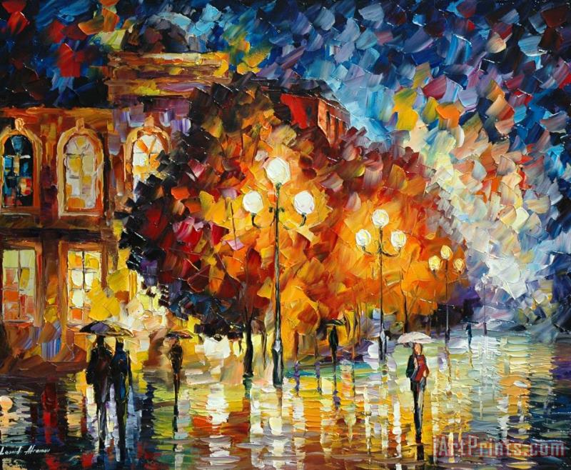 Night Wondering painting - Leonid Afremov Night Wondering Art Print