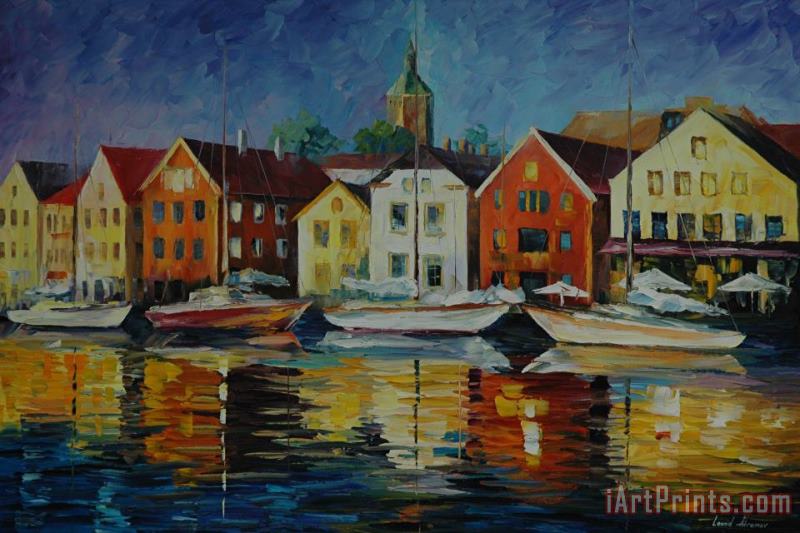 Northern Harbor painting - Leonid Afremov Northern Harbor Art Print