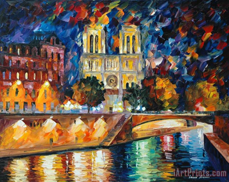 Paris Notredame painting - Leonid Afremov Paris Notredame Art Print