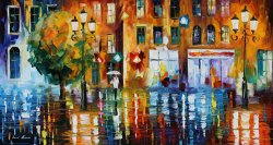 Leonid Afremov Rainy City painting