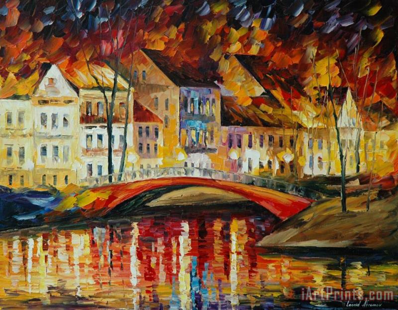 Leonid Afremov Red Bridge Art Painting