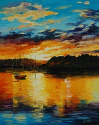 Leonid Afremov Reflections Of The Sunset