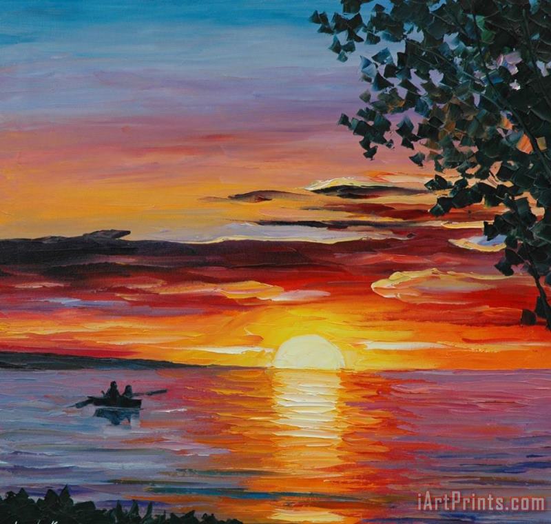 Leonid Afremov Romantic Sunset Art Print