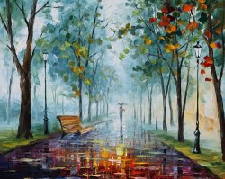 Leonid Afremov Silver Fog painting