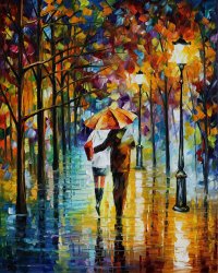 Leonid Afremov Under the red umbrella