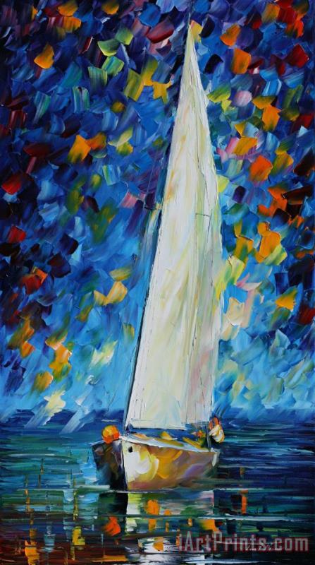 White Sail painting - Leonid Afremov White Sail Art Print