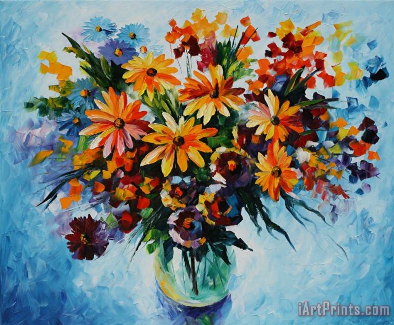 Wildflowers Arrangement painting - Leonid Afremov Wildflowers Arrangement Art Print