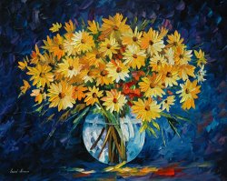 Leonid Afremov Yellow On Blue painting