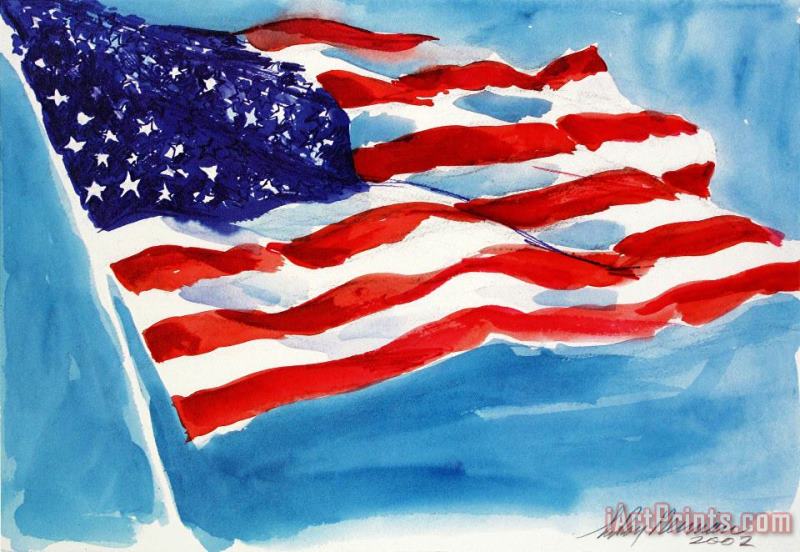 Leroy Neiman American Flag Art Painting