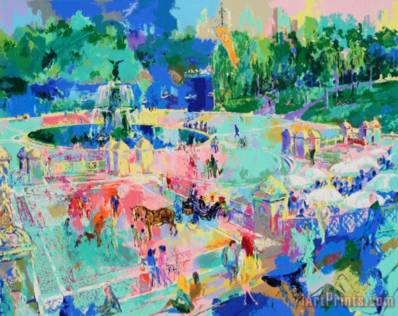 Leroy Neiman Bethesda Fountain Central Park Art Painting