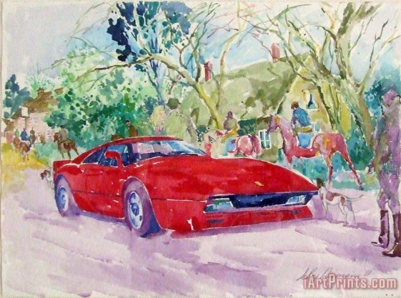 Leroy Neiman Ferrari at The Fox Hunt Art Painting