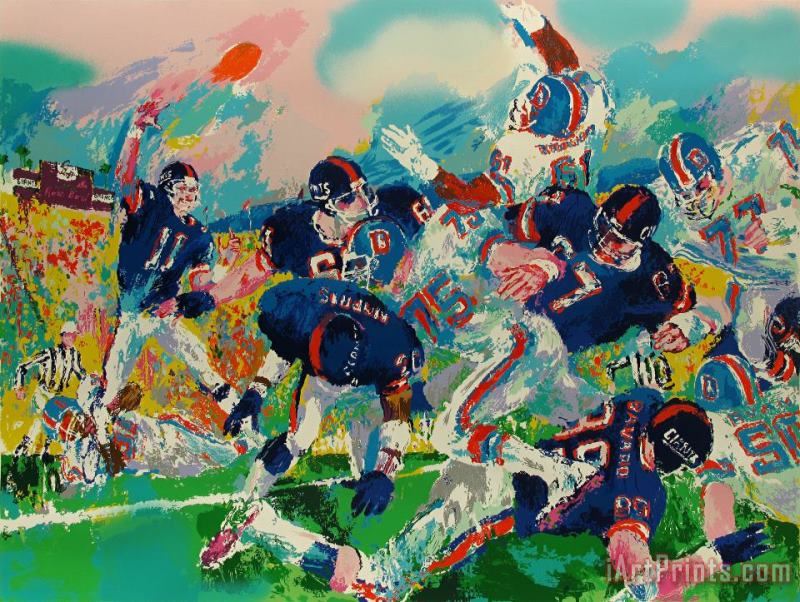 Leroy Neiman Giants Broncos Classic Art Print