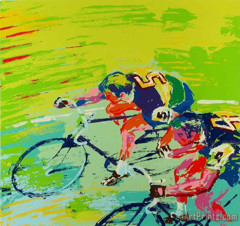 Indoor Cycling painting - Leroy Neiman Indoor Cycling Art Print
