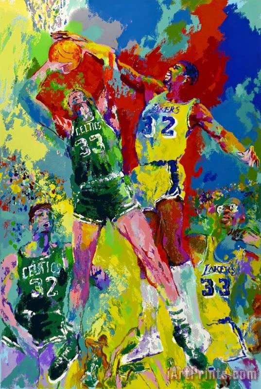 Magic Johnson & Larry Bird Lakers Vs Celtics painting - Leroy Neiman Magic Johnson & Larry Bird Lakers Vs Celtics Art Print