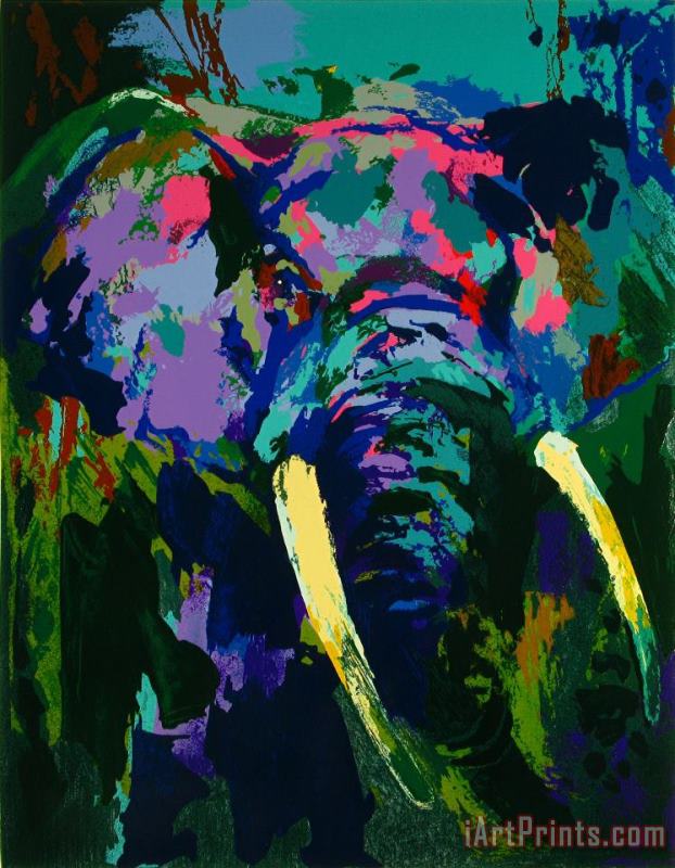 Leroy Neiman Portrait of The Elephant Art Painting