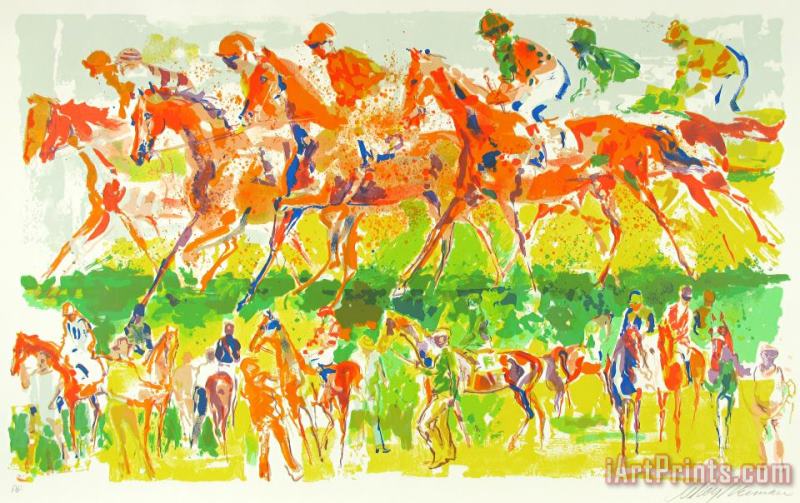 Racing, 1973 painting - Leroy Neiman Racing, 1973 Art Print