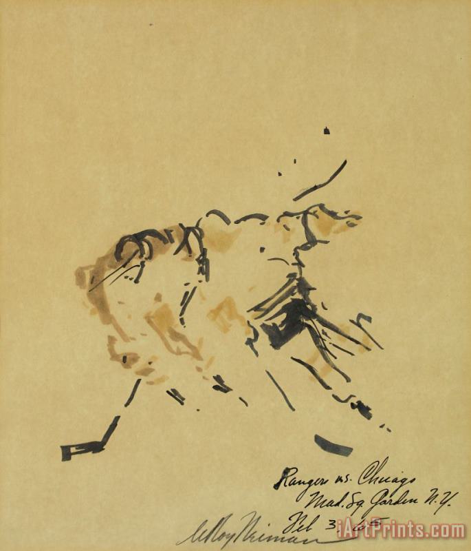 Leroy Neiman Rangers Vs Chicago Mad. Sq. Garden N.y. Feb 3 65' Art Print