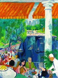 Leroy Neiman The Boathouse, Central Park painting