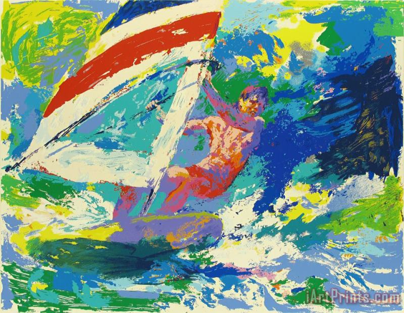 Wind Surfing painting - Leroy Neiman Wind Surfing Art Print