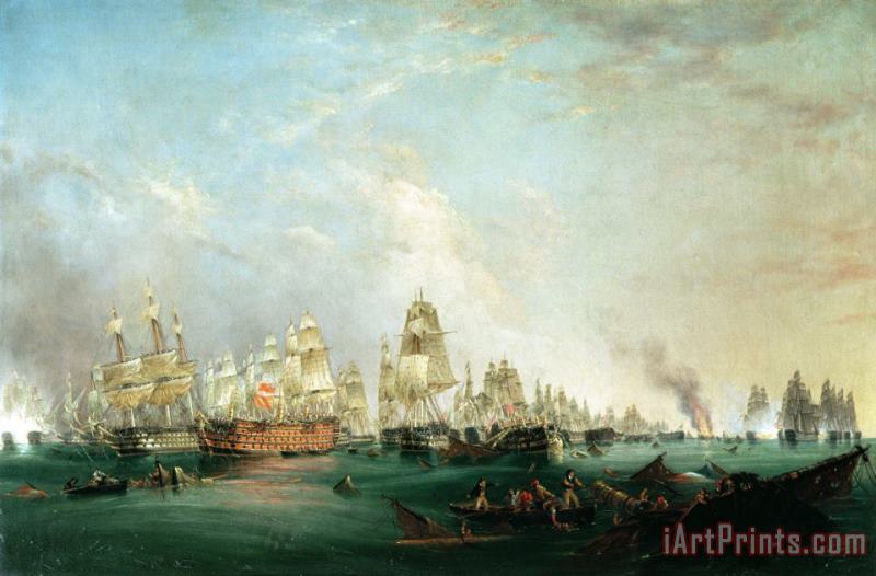 Lieutenant Robert Strickland Thomas Surrender of the Santissima Trinidad to Neptune The Battle of Trafalgar Art Painting