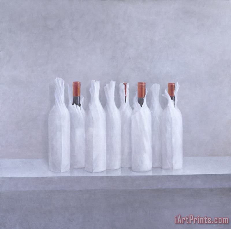Lincoln Seligman Wrapped Bottles On Grey 2005 Art Painting