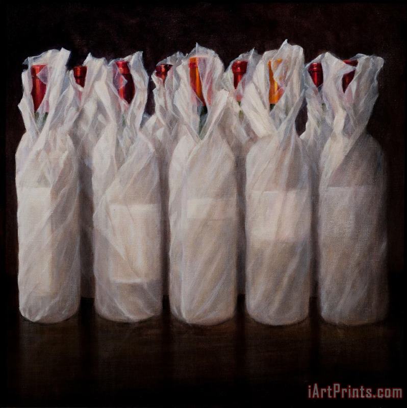 Wrapped Wine Bottles painting - Lincoln Seligman Wrapped Wine Bottles Art Print
