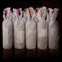 Lincoln Seligman Wrapped Wine Bottles painting