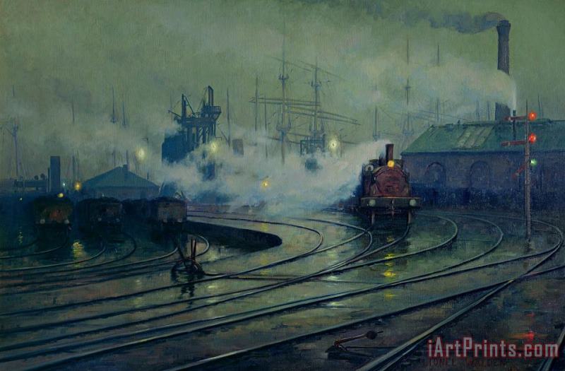 Cardiff Docks painting - Lionel Walden Cardiff Docks Art Print