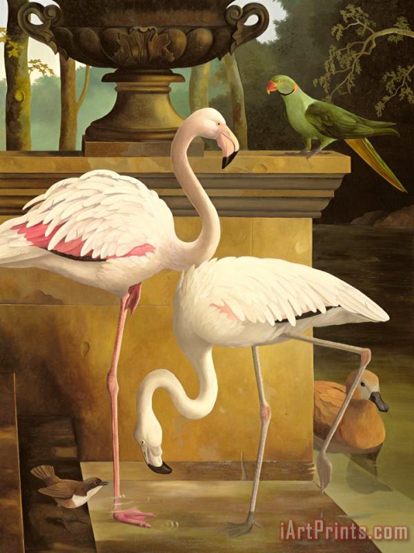 Flamingos painting - Lizzie Riches Flamingos Art Print