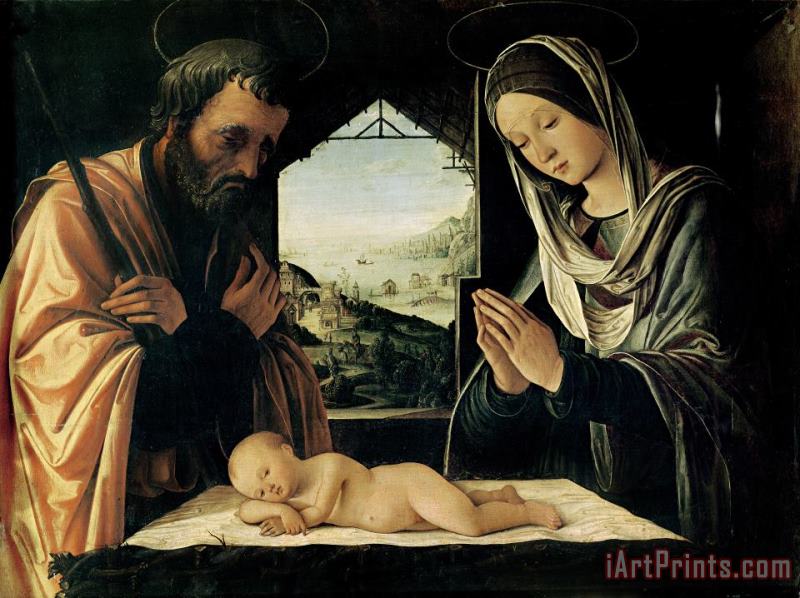 The Nativity painting - Lorenzo Costa The Nativity Art Print