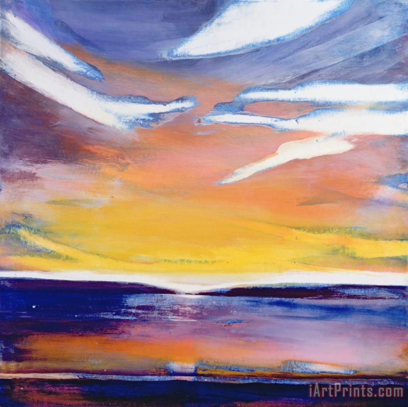 Evening Seascape painting - Lou Gibbs Evening Seascape Art Print