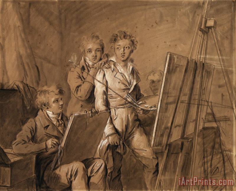 Louis Leopold Boilly Three Young Artists in a Studio Art Print