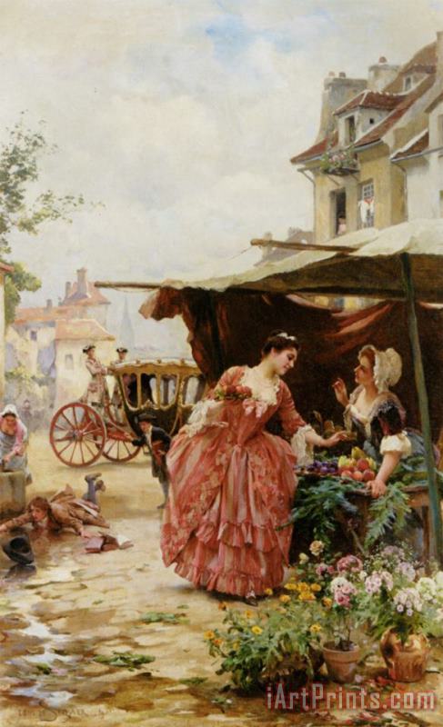 Louis Marie De Schryver Une Marchande De Fruits Et De Fleurs Art Painting